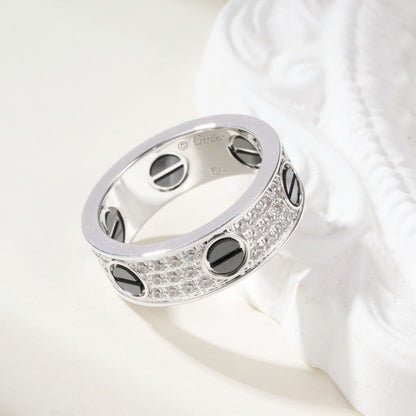 [AuraEcho]LOVE RING 5.5MM DIAMONDS PAVED CERAMIC