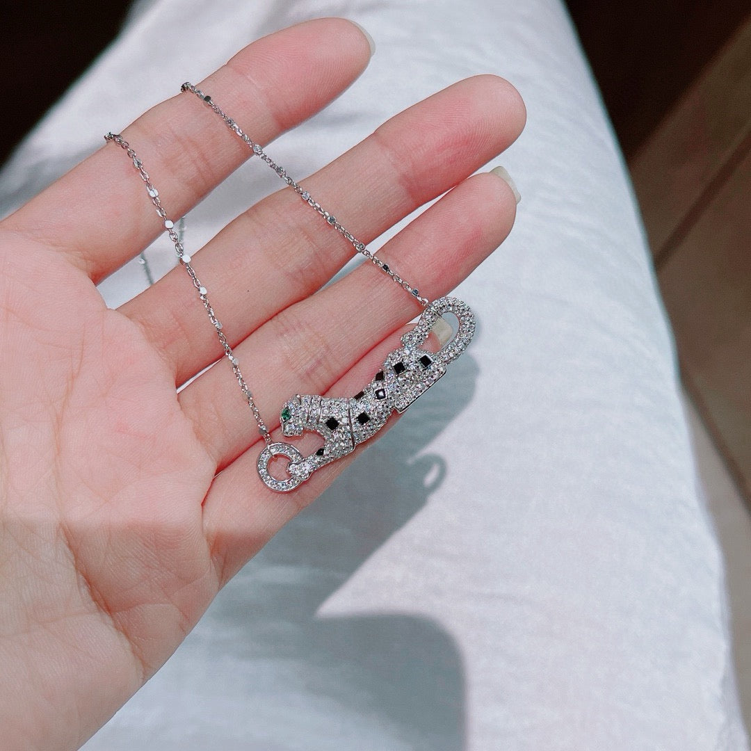 [AuraEcho]PANTHERE PAVED DIAMOND NECKLACE