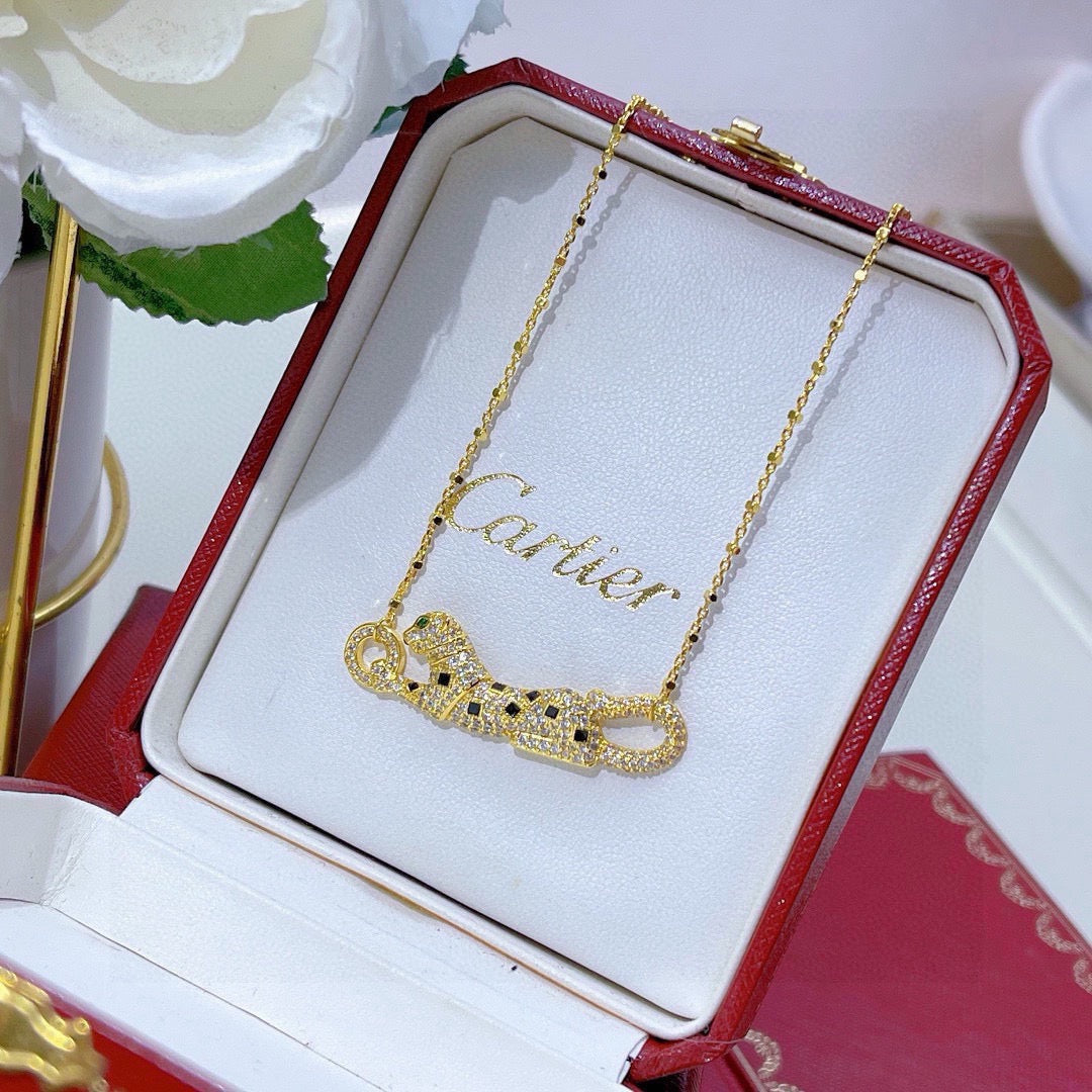 [AuraEcho]PANTHERE PAVED DIAMOND NECKLACE