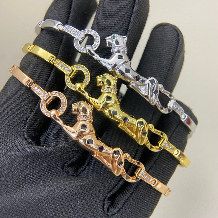 [AuraEcho]PANTHERE HALF DIAMOND ON CHAIN BRACELET