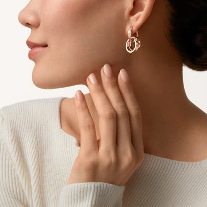 [AuraEcho]LOVE 3.3MM DANGLE HALF DIAMOND EARRINGS