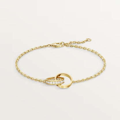 [AuraEcho]LOVE DOUBLE RING HALF DIAMOND BRACELET