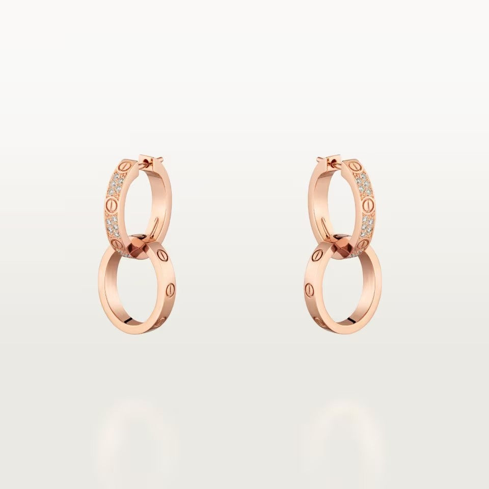 [AuraEcho]LOVE 3.3MM DANGLE HALF DIAMOND EARRINGS