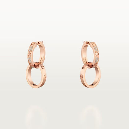 [AuraEcho]LOVE 3.3MM DANGLE HALF DIAMOND EARRINGS