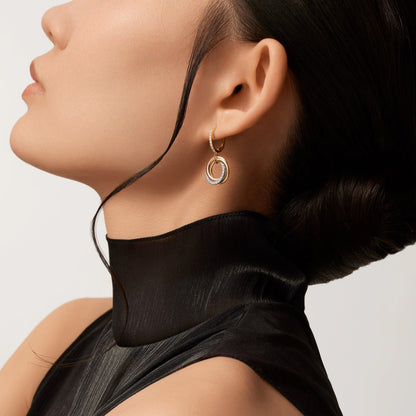 [AuraEcho]TRINITY HALF DIAMOND  EARRINGS