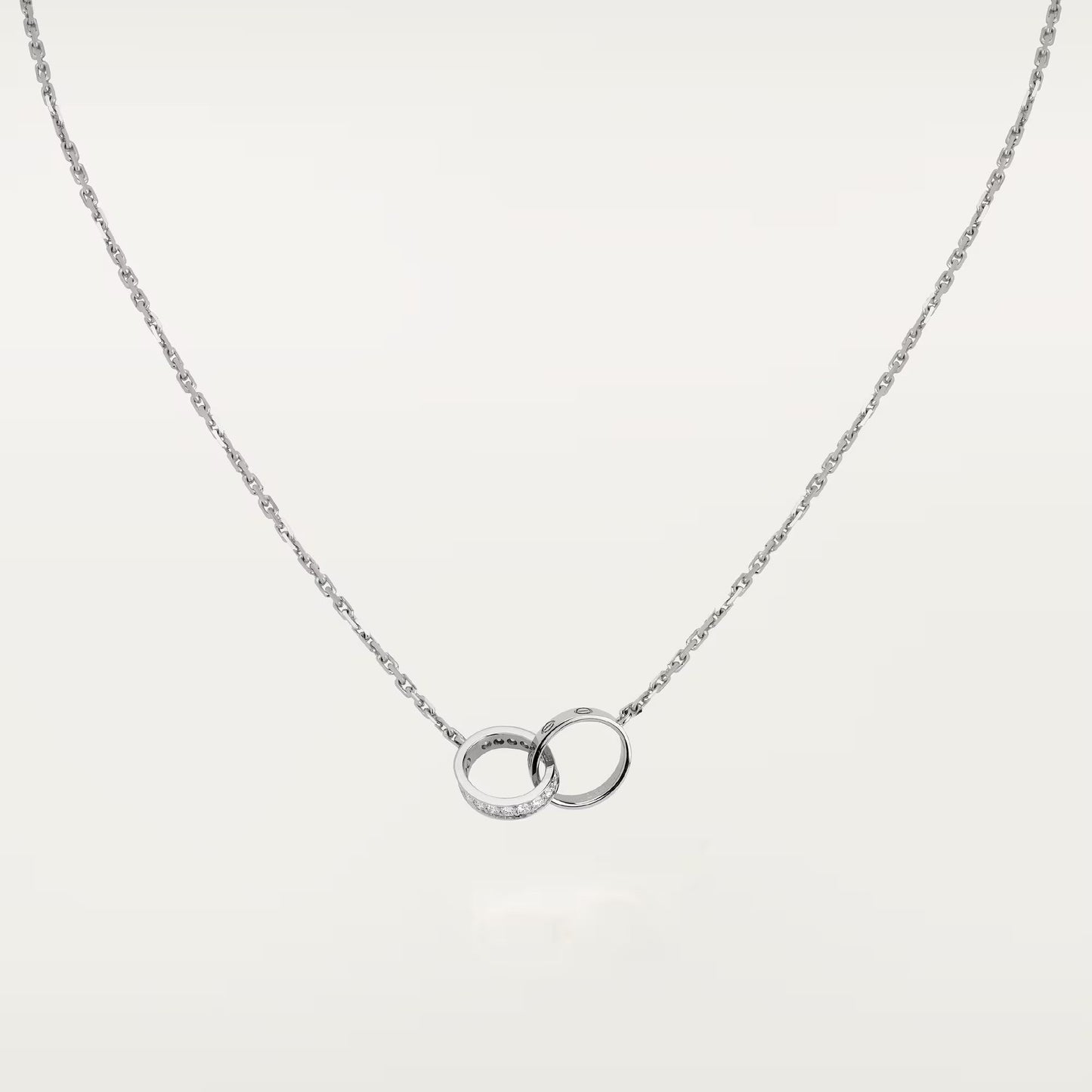 [AuraEcho]LOVE DOUBLE RING HALF DIAMOND NECKLACE