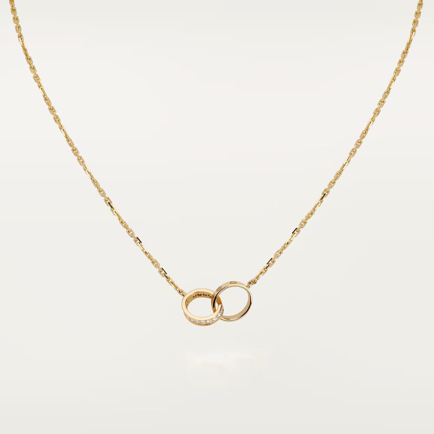 [AuraEcho]LOVE DOUBLE RING HALF DIAMOND NECKLACE