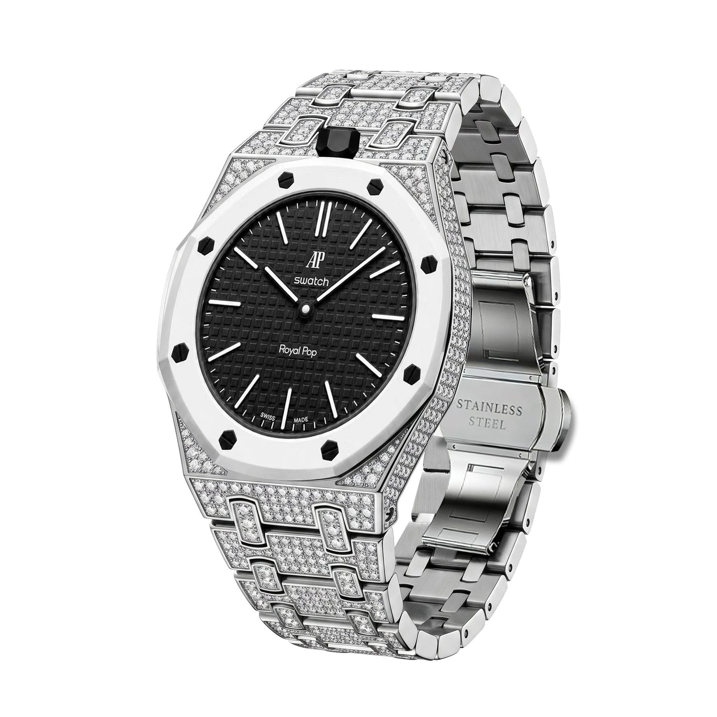 Royal Oak Pop Exclusive Bioceramic Case & Bioceramic Strap Full Diamond