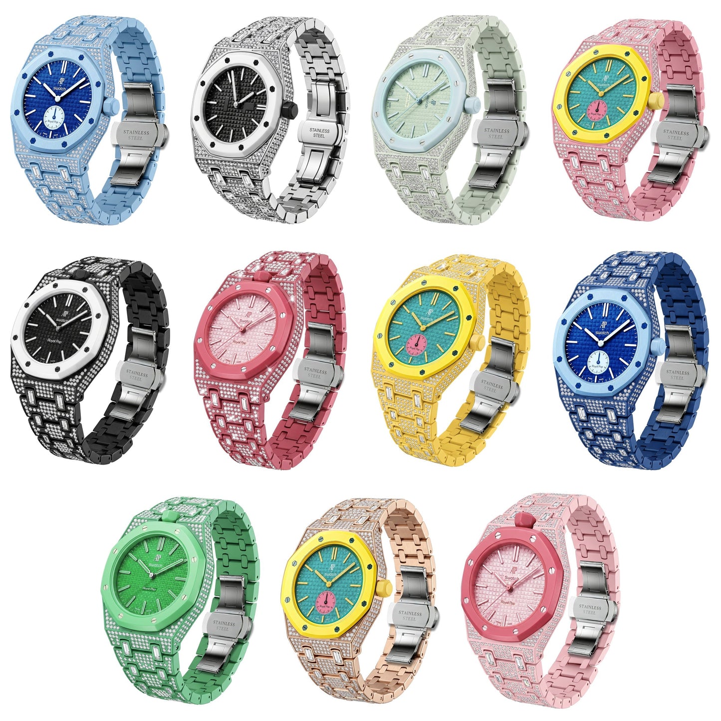 Royal Oak Pop Exclusive Bioceramic Case & Bioceramic Strap Full Diamond