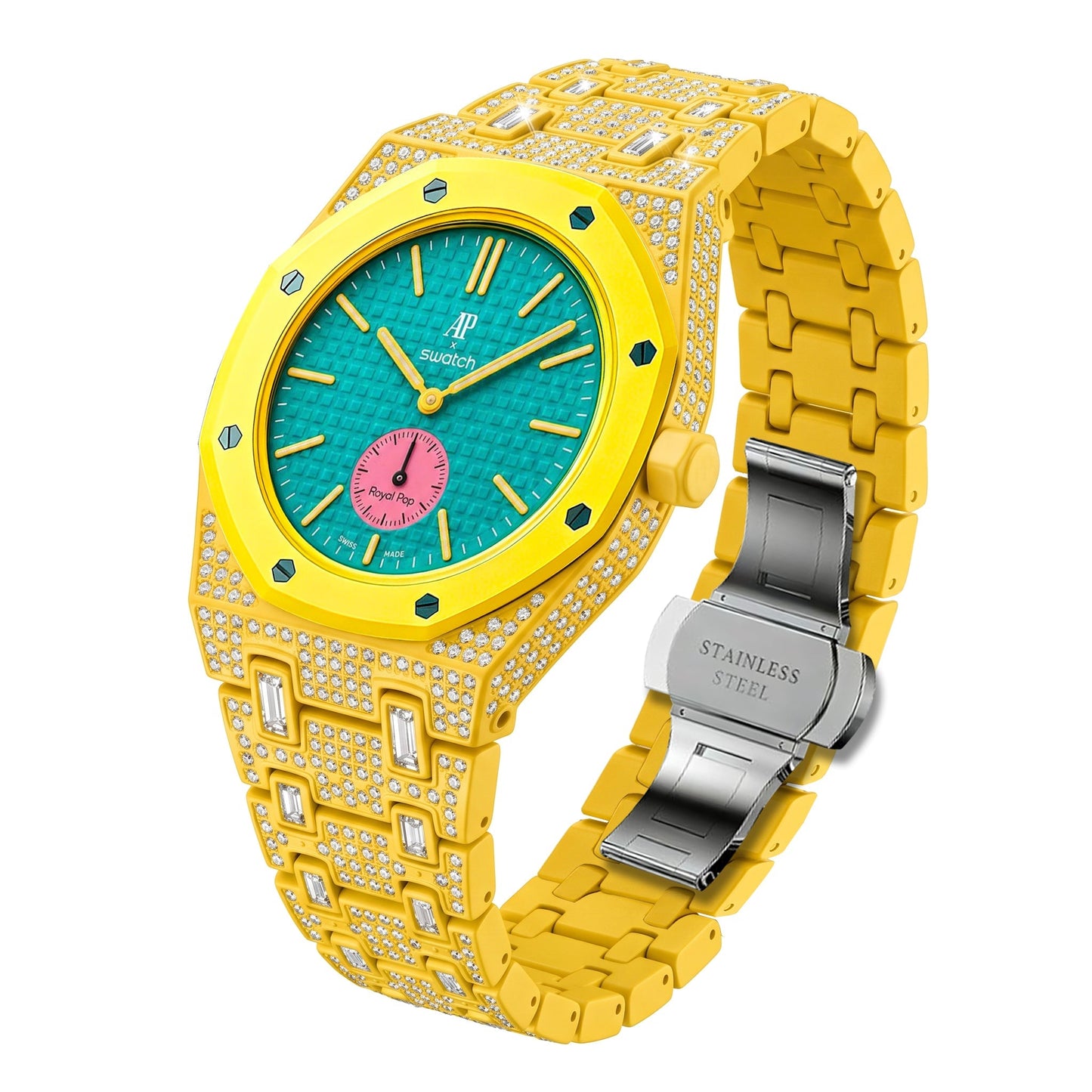 Royal Oak Pop Exclusive Bioceramic Case & Bioceramic Strap Full Diamond
