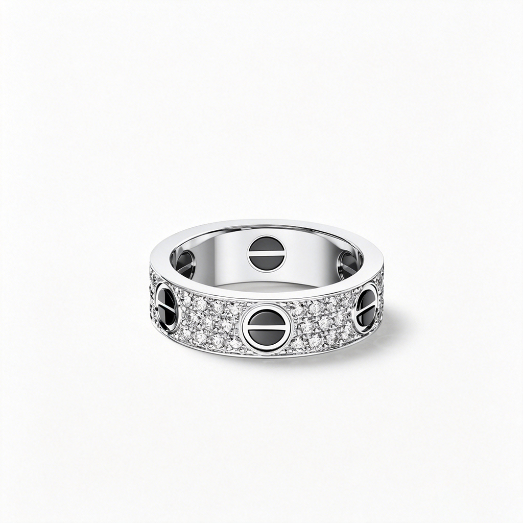 [AuraEcho]LOVE RING 5.5MM DIAMONDS PAVED CERAMIC