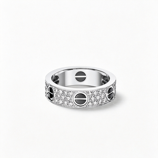 [AuraEcho]LOVE RING 5.5MM DIAMONDS PAVED CERAMIC