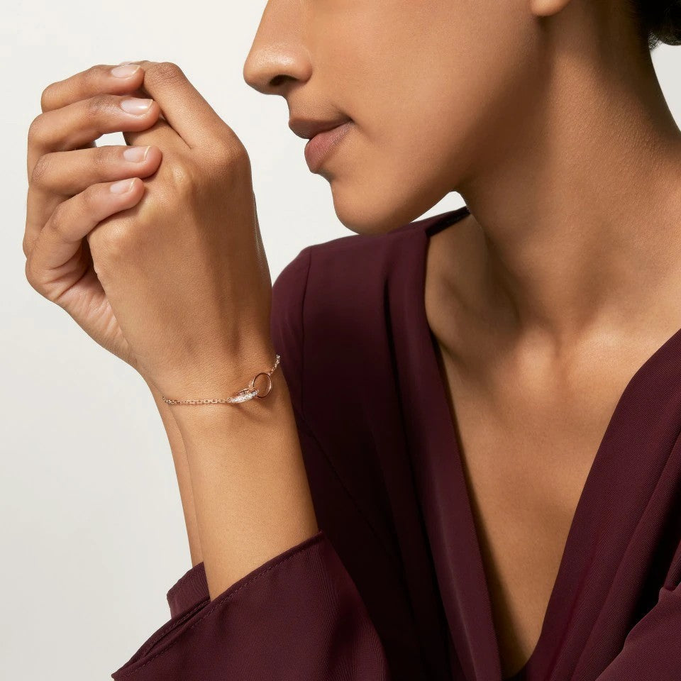 [AuraEcho]LOVE DOUBLE RING HALF DIAMOND BRACELET