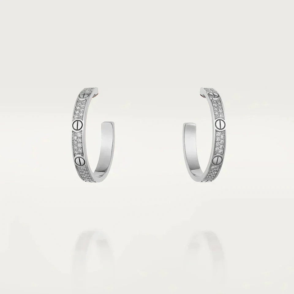 [AuraEcho]LOVE EARRINGS 3.6MM DIAMOND PAVED