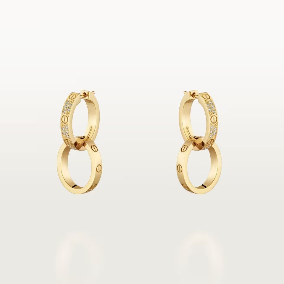 [AuraEcho]LOVE 3.3MM DANGLE HALF DIAMOND EARRINGS