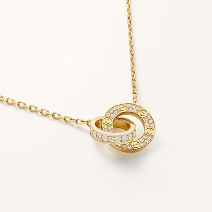 [AuraEcho]LOVE  FULL DIAMOND PENDANT NECKLACE